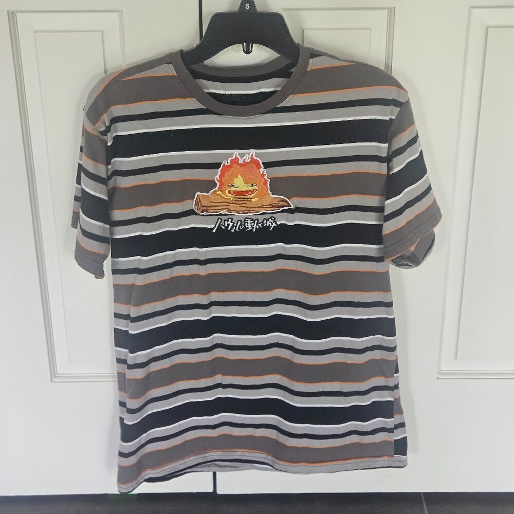 Striped Short Sleeve Tee with Embroidered Design